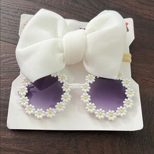 NEW daisy flower white sunglasses and hairbow set